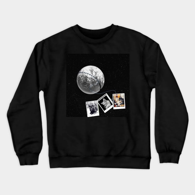 MOON PHOTO CAT REAL Crewneck Sweatshirt by CATUNIVERSE